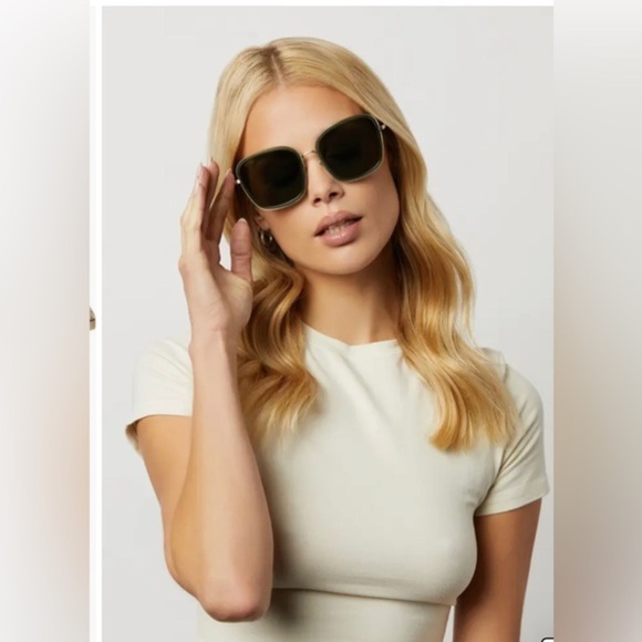 DIFF eyewear sage crystal green Genevive Polarized oversized Square Sunglasses - Picture 2 of 6